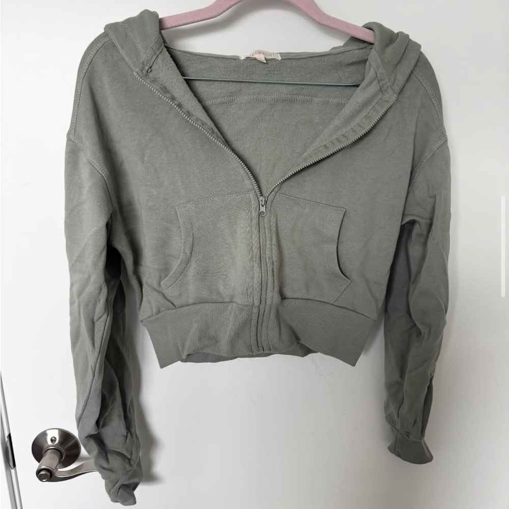 Sage Green Cropped Hoodie